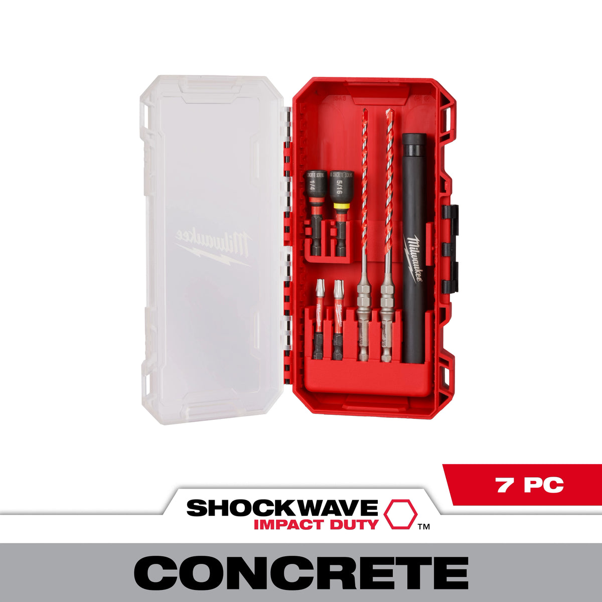 Milwaukee 48-20-9097 7PC SHOCKWAVE Impact Duty Carbide Hammer Drill Bit Concrete Screw Install Set