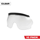 Milwaukee 48-73-1454 10pk Gasketed Clear Eye Visor Replacement Lenses (Milwaukee BOLT Safety Helmet & BOLT Hard Hat Mount)