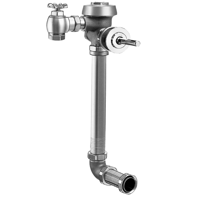 Sloan Royal 611-3.5 Concealed Manual Flushometer, 3.5 gpf, Rear Spud, Unfinished (Rough Brass), 10-3/4" LDIM, Metal Oscillating Handle