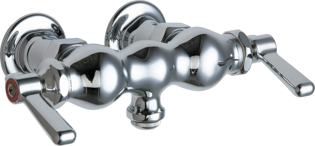 Chicago Faucets 65-261ABCP Lead-Free Wall-mounted manual faucet with 3-3/8" centers, Brass, NPT