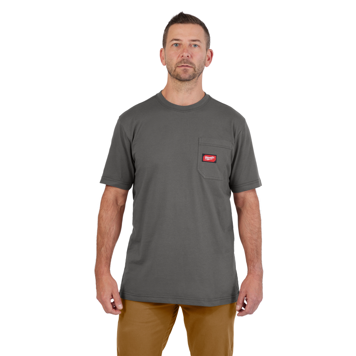 Milwaukee 605G-L GRIDIRON Pocket T-Shirt | Short Sleeve, Gray, Large