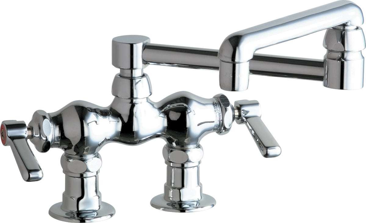 Chicago Faucets 772-DJ13ABCP Lead-Free Deck-mounted manual faucet with 3-3/8" centers