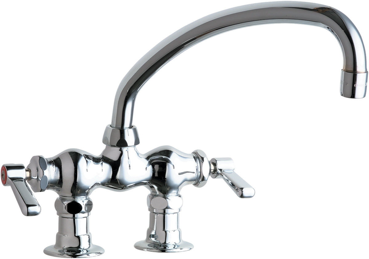 Chicago Faucets 772-L9ABCP Lead-Free Deck-mounted manual faucet with 3-3/8" centers, Brass, NPT