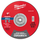 Milwaukee 49-94-0747 9" x 1/4" x 5/8"-11 Ceramic+ Metal Grinding Wheel - Type 27 (Pack of 5)