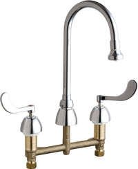 Chicago Faucets 786-ABCP Lead-Free Deck-mounted manual faucet with 8" centers, Brass, NPSM