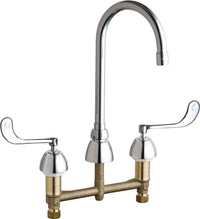 Chicago Faucets 786-E3-319XKABCP Lead-Free Deck-mounted manual faucet with 8" centers