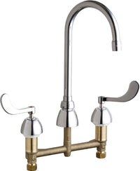 Chicago Faucets 786-E72ABCP Lead-Free Deck-mounted manual faucet with 8" centers, Brass, NPSM