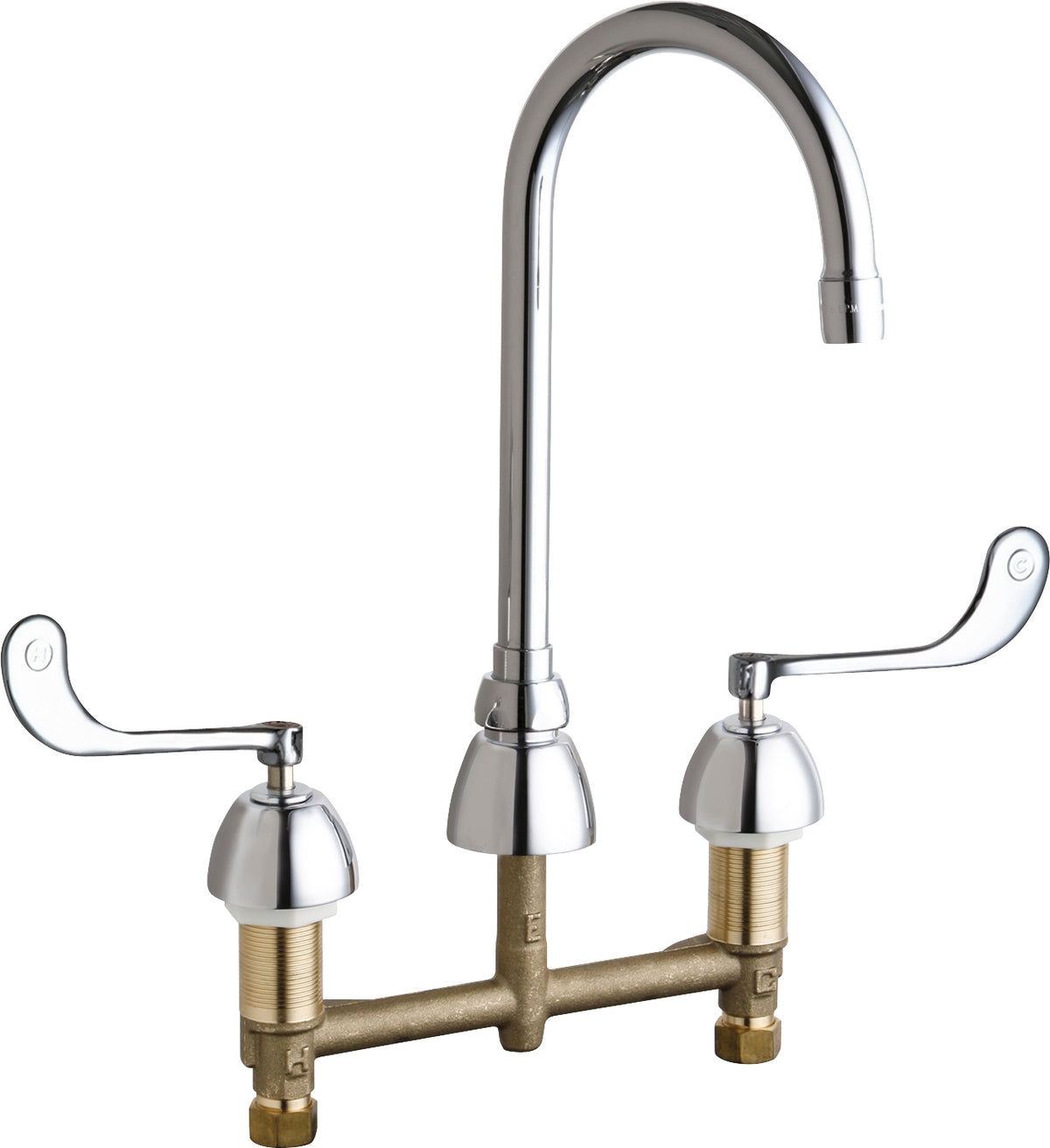 Chicago Faucets 786-E73-319XKABCP Lead-Free Deck-mounted manual faucet with 8" centers