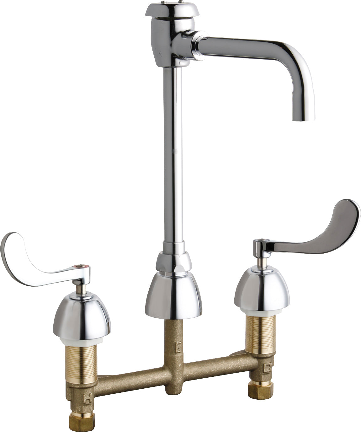 Chicago Faucets 786-GN2BVBCP Deck-mounted manual faucet with 8" centers, NPSM