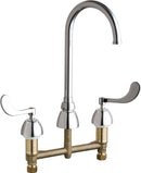 Chicago Faucets 786-GN2FCABCP Lead-Free Deck-mounted manual faucet with 8" centers, Brass, NPSM