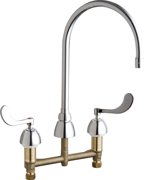 Chicago Faucets 786-GN8AE3ABCP Lead-Free Deck-mounted manual faucet with 8" centers
