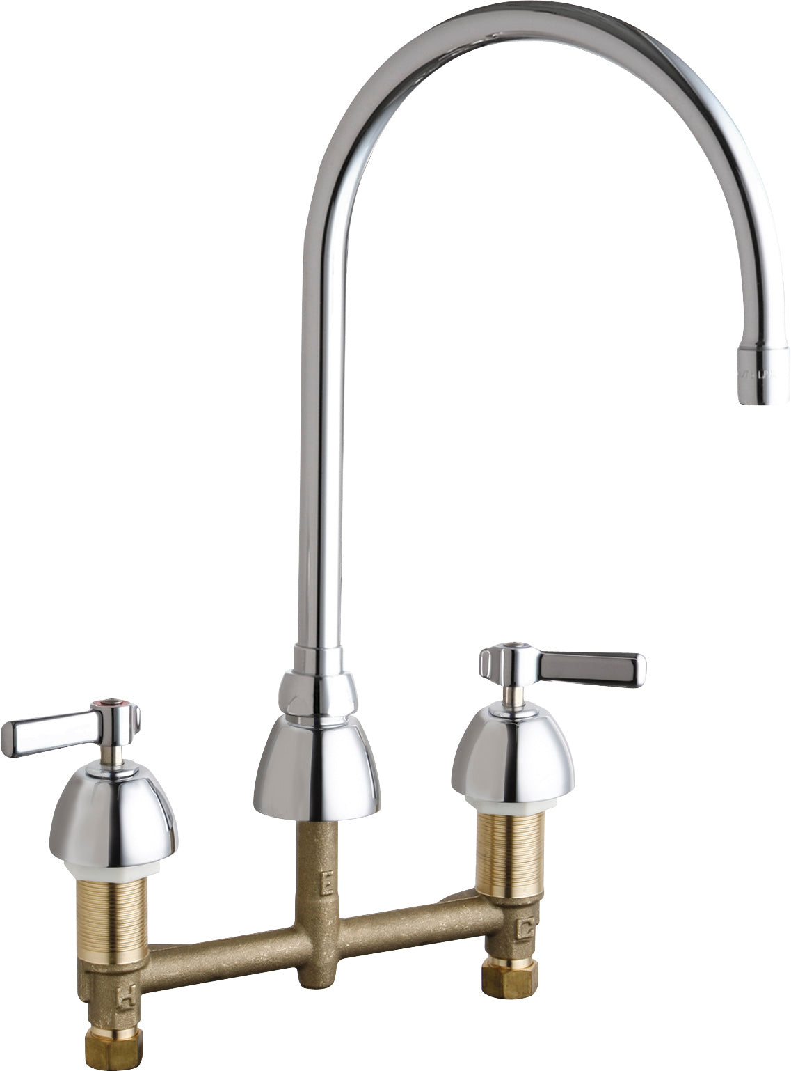 Chicago Faucets 786-GN8E73-369XKAB Lead-Free Deck-mounted manual faucet with 8" centers