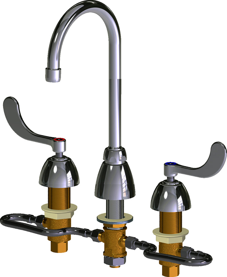 Chicago Faucets 786-HGN2AE3XKAB Lead-Free Deck-mounted manual faucet with adjustable centers
