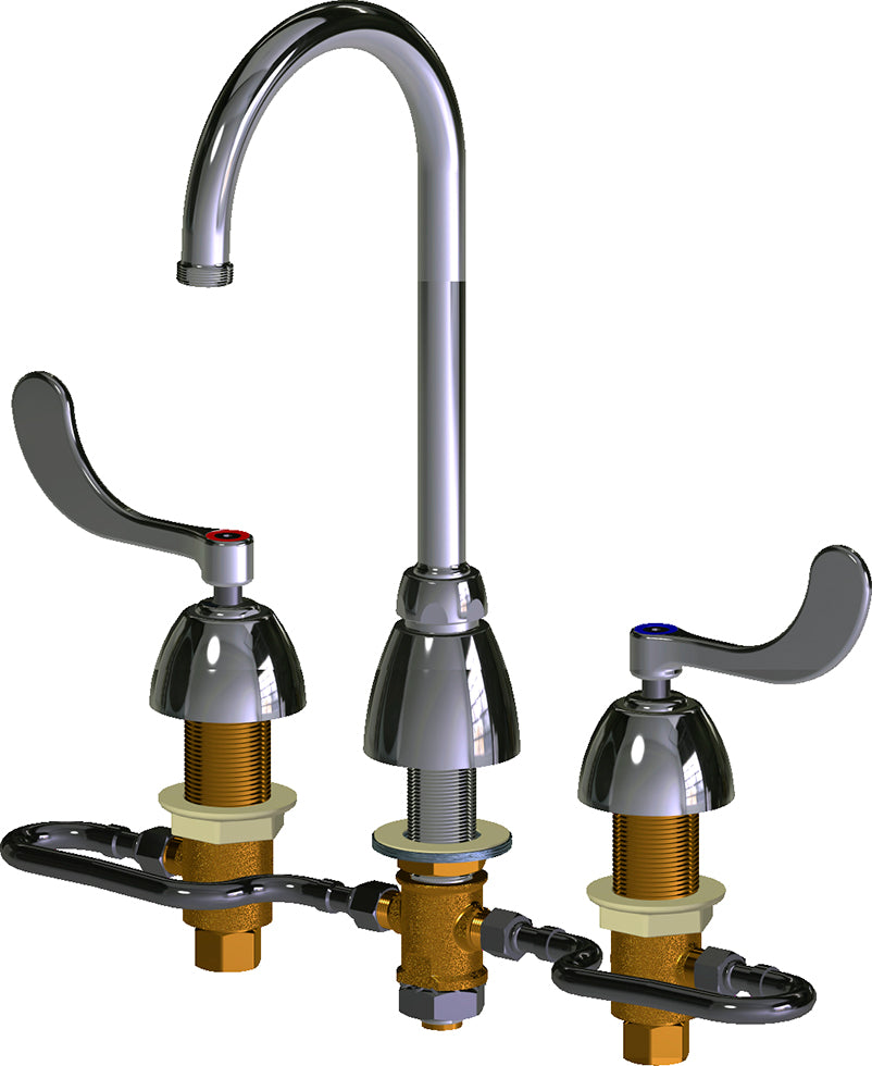 Chicago Faucets 786-HGN2FC-317AB Lead-Free Deck-mounted manual faucet with adjustable centers