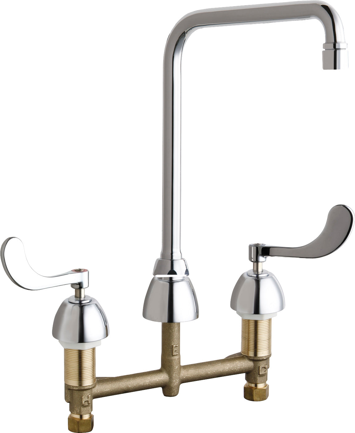Chicago Faucets 786-HR8AE35V317AB Lead-Free Deck-mounted manual faucet with 8" centers