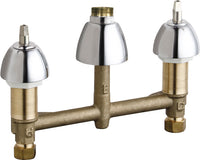 Chicago Faucets 786-LESHXKAB Lead-Free Deck-mounted manual faucet with 8" centers, Brass, NPSM
