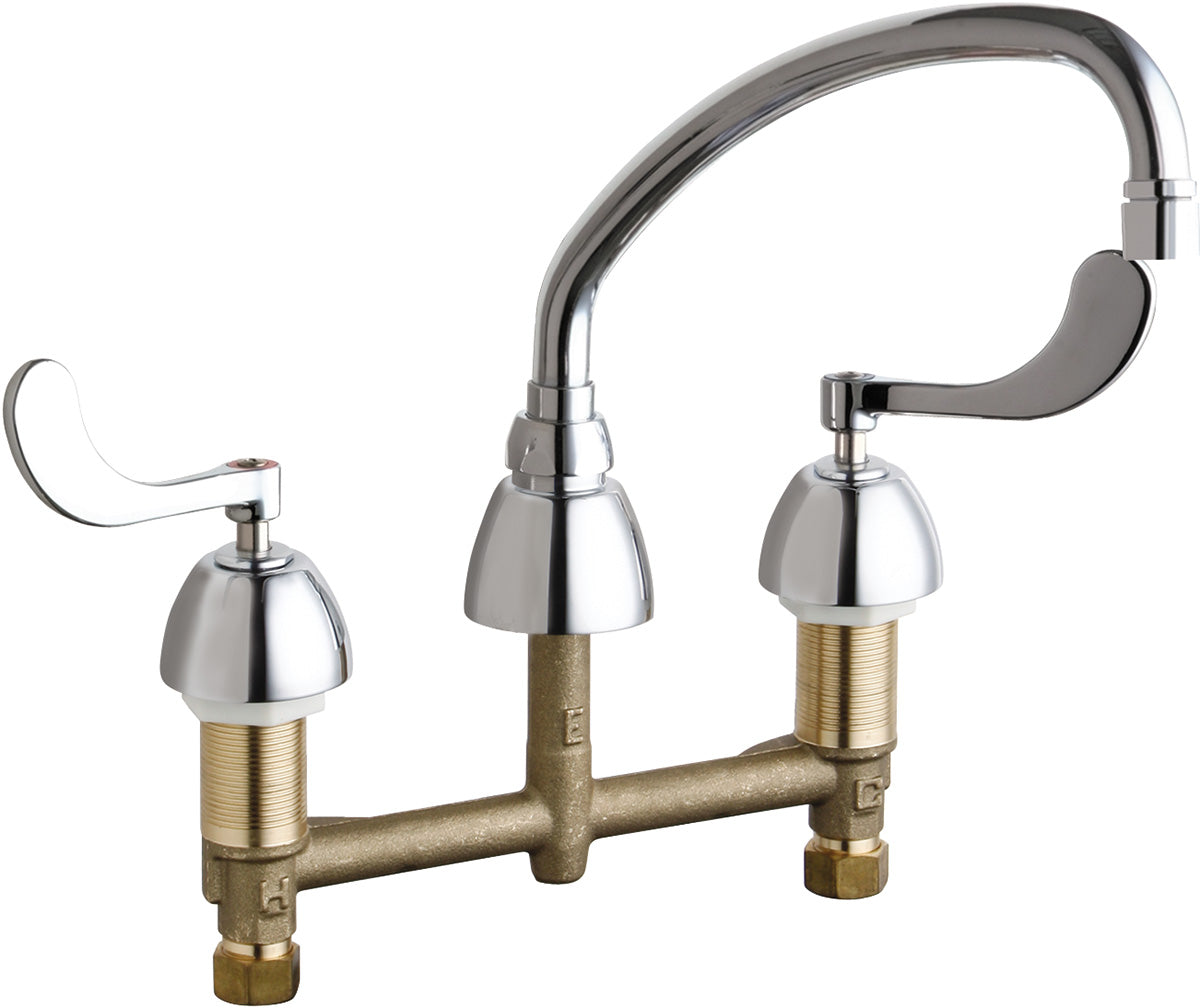 Chicago Faucets 786-LR9E3V317XKAB Lead-Free Deck-mounted manual faucet with 8" centers