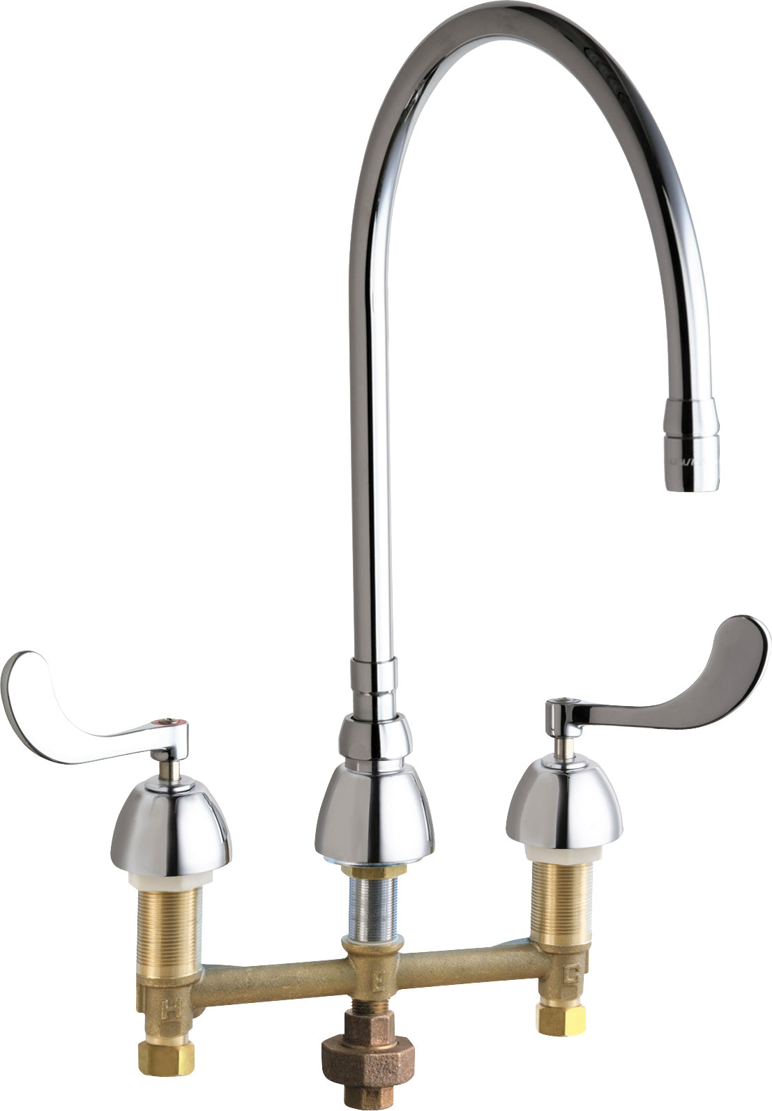 Chicago Faucets 786-TWGN10ASE72AB Lead-Free Deck-mounted manual faucet with 8" centers