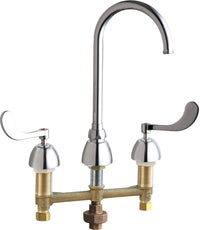 Chicago Faucets 786-TWGN2AFCABCP Lead-Free Deck-mounted manual faucet with 8" centers