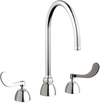 Chicago Faucets 786-TWGN8FCABCP Lead-Free Deck-mounted manual faucet with 8" centers