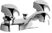 Chicago Faucets 797-335ABCP Lead-Free Deck-mounted manual faucet, 4" centers, with pop-up drain