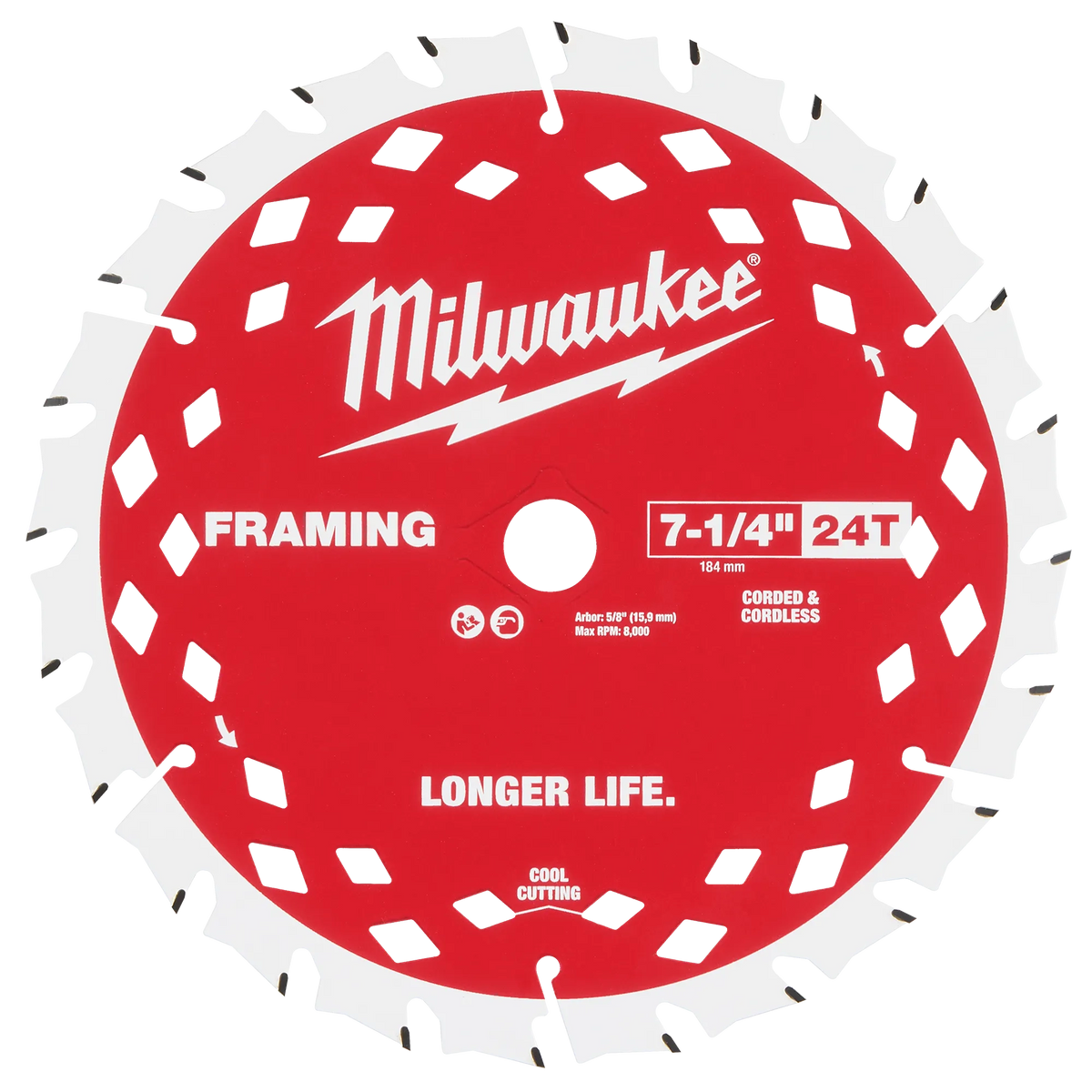 Milwaukee 48-40-0722 7-1/4" 24T Framing Circular Saw Blade (Pack of 6)