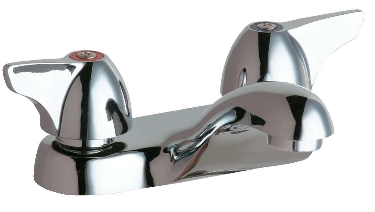 Chicago Faucets 802-E74-1000ABCP Lead-Free Deck-mounted manual faucet with 4" centers
