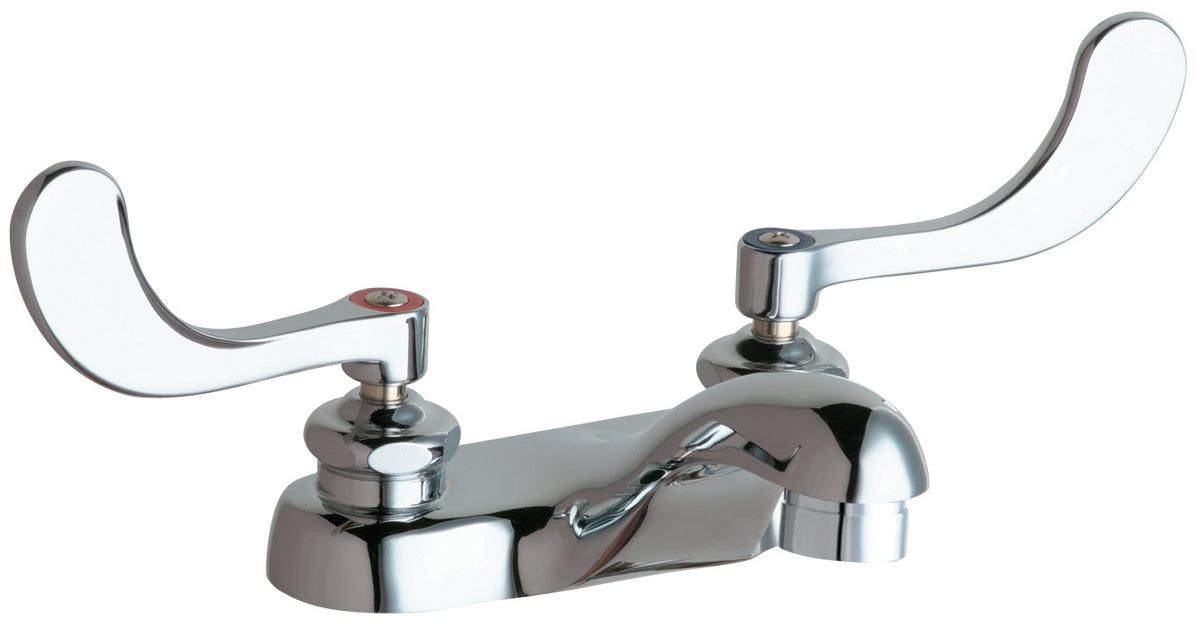Chicago Faucets 802-VE28-317ABCP Lead-Free Deck-mounted manual faucet with 4" centers