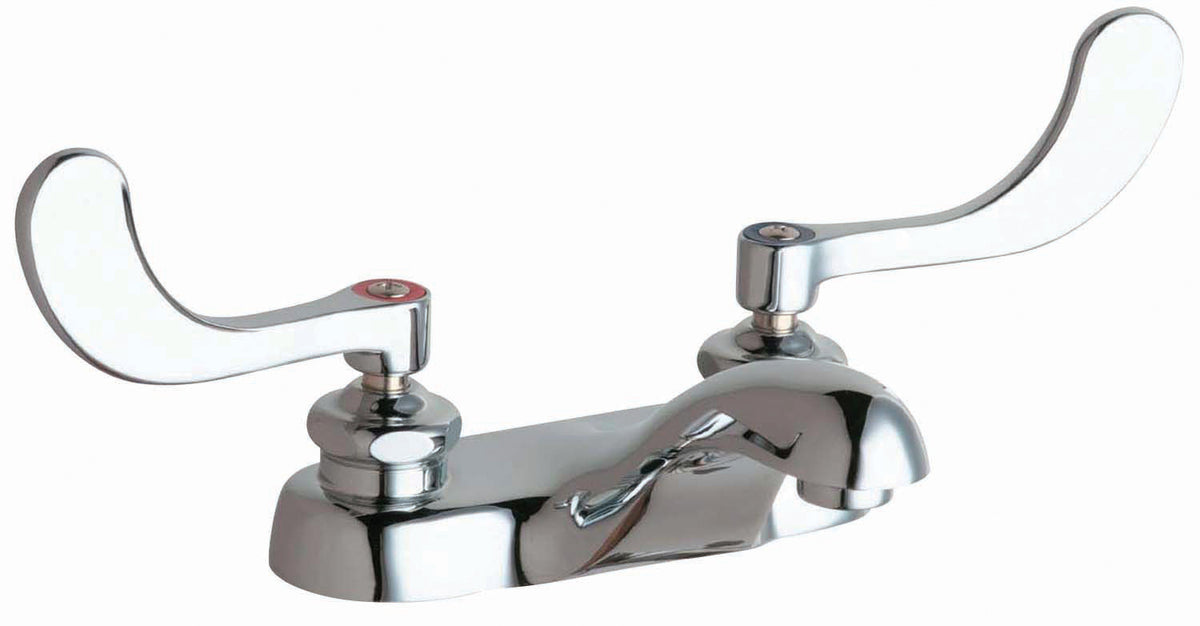 Chicago Faucets 802-VE34VP317ABCP Lead-Free Deck-mounted manual faucet with 4" centers