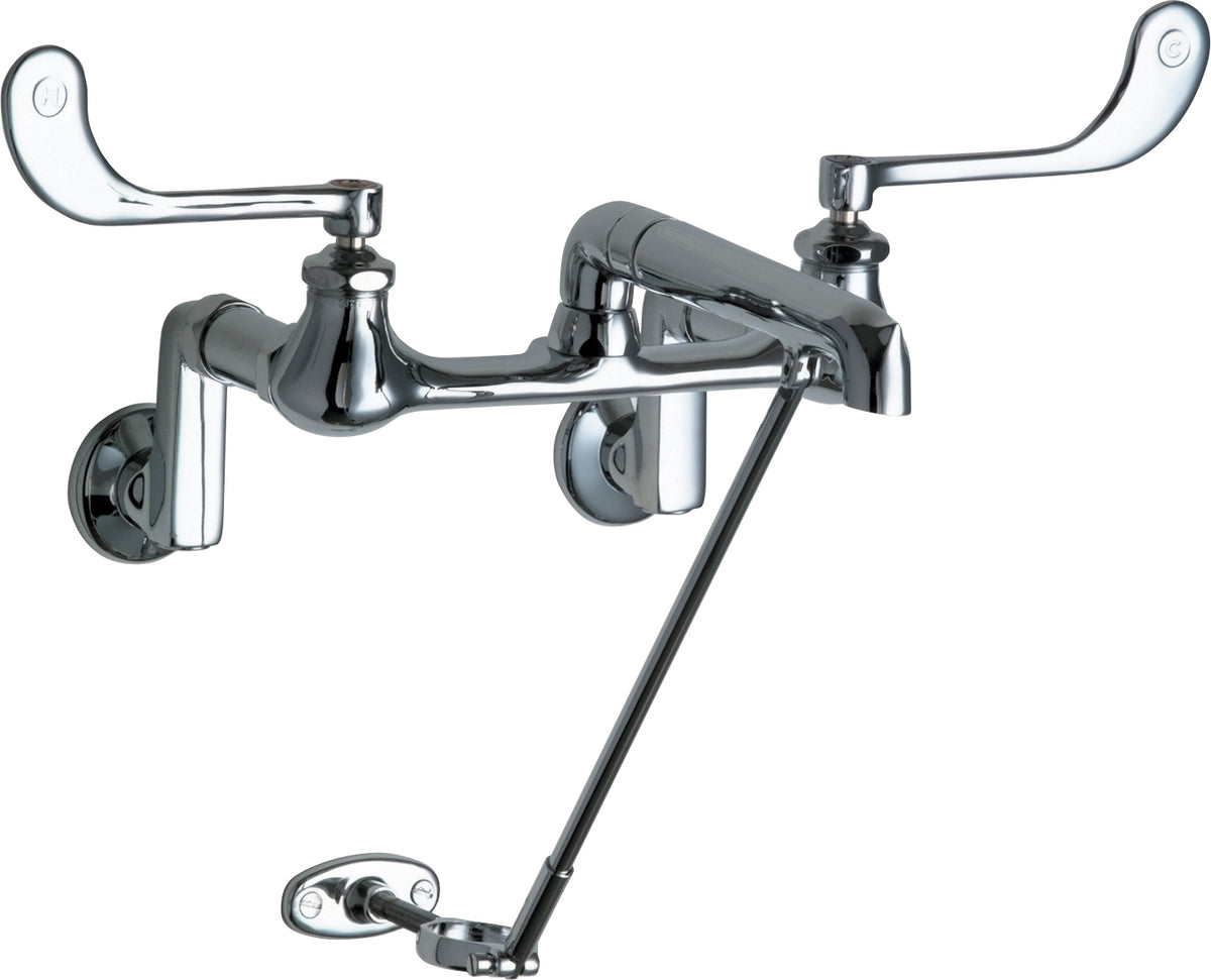 Chicago Faucets 814-XKCP Wall-mounted manual faucet with adjustable centers, NPT
