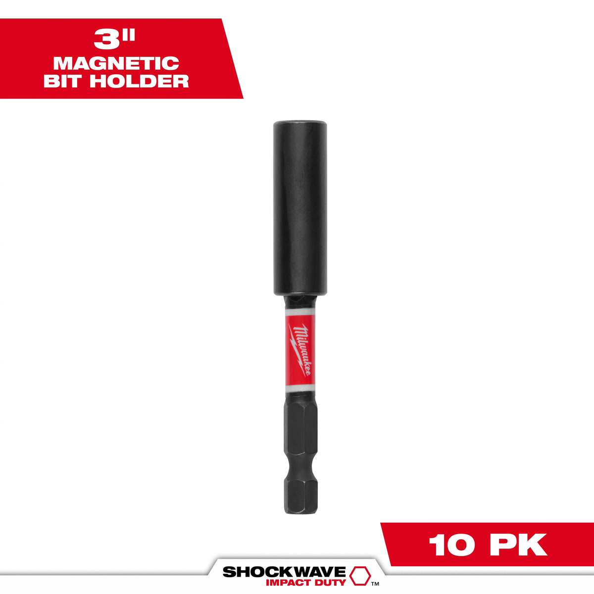 Milwaukee 48-32-4505 SHOCKWAVE 3" Impact Duty Magnetic Bit Holder (Pack of 10)