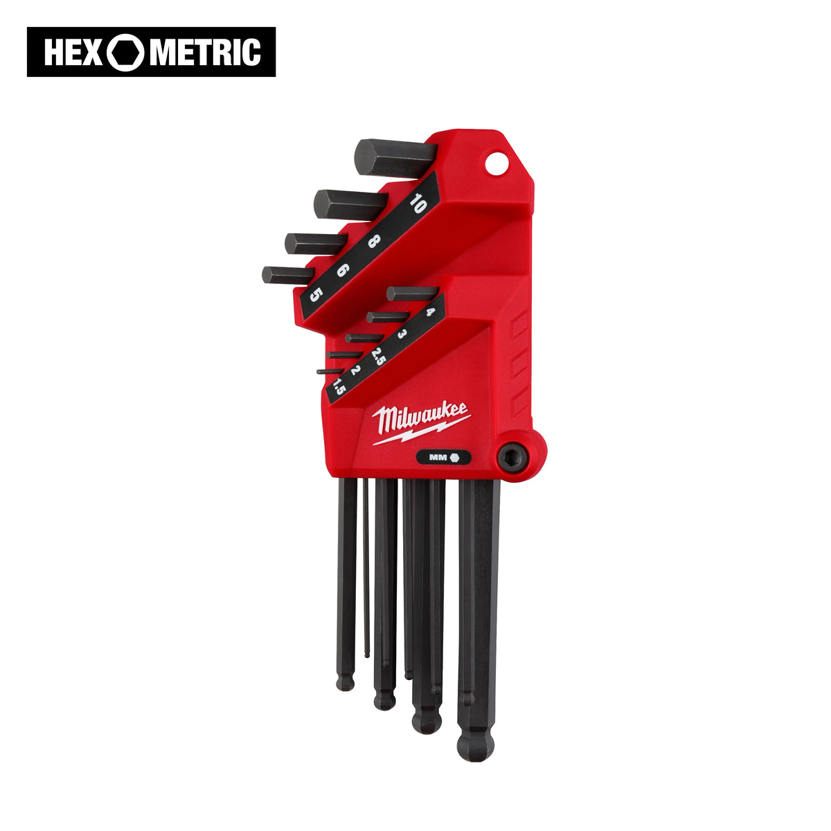 Milwaukee 48-22-2186 9-Key Ball End L-Style Hex Key Set - Metric