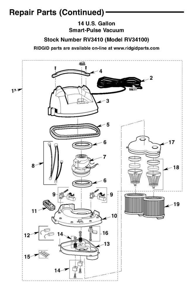 RIDGID 54603 Upper Lid, for RV3410 14 Gallon Smart Pulse Vacuum and 14 Gallon Smart Pulse Wet/Dry Vac
