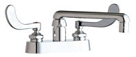 Chicago Faucets 891-317ABCP Lead-Free Deck-mounted manual faucet with 4" centers, Brass, NPSM