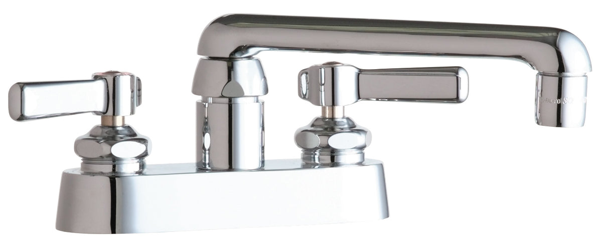 Chicago Faucets 891-ABCP Lead-Free Deck-mounted manual faucet with 4" centers, Brass, NPSM