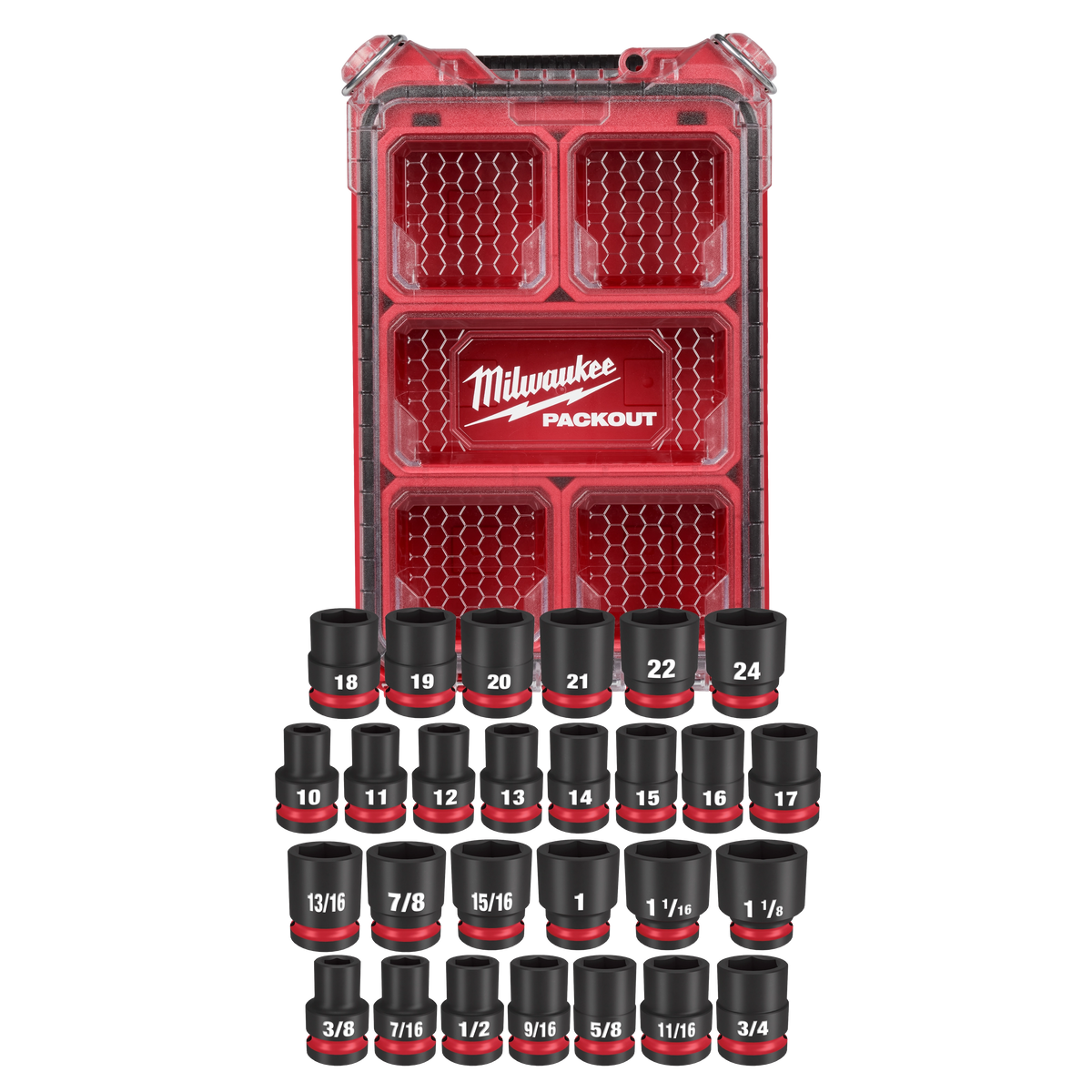 Milwaukee 49-66-6804 27PC SHOCKWAVE Impact Duty Socket 1/2” Drive MM & SAE Set with PACKOUT