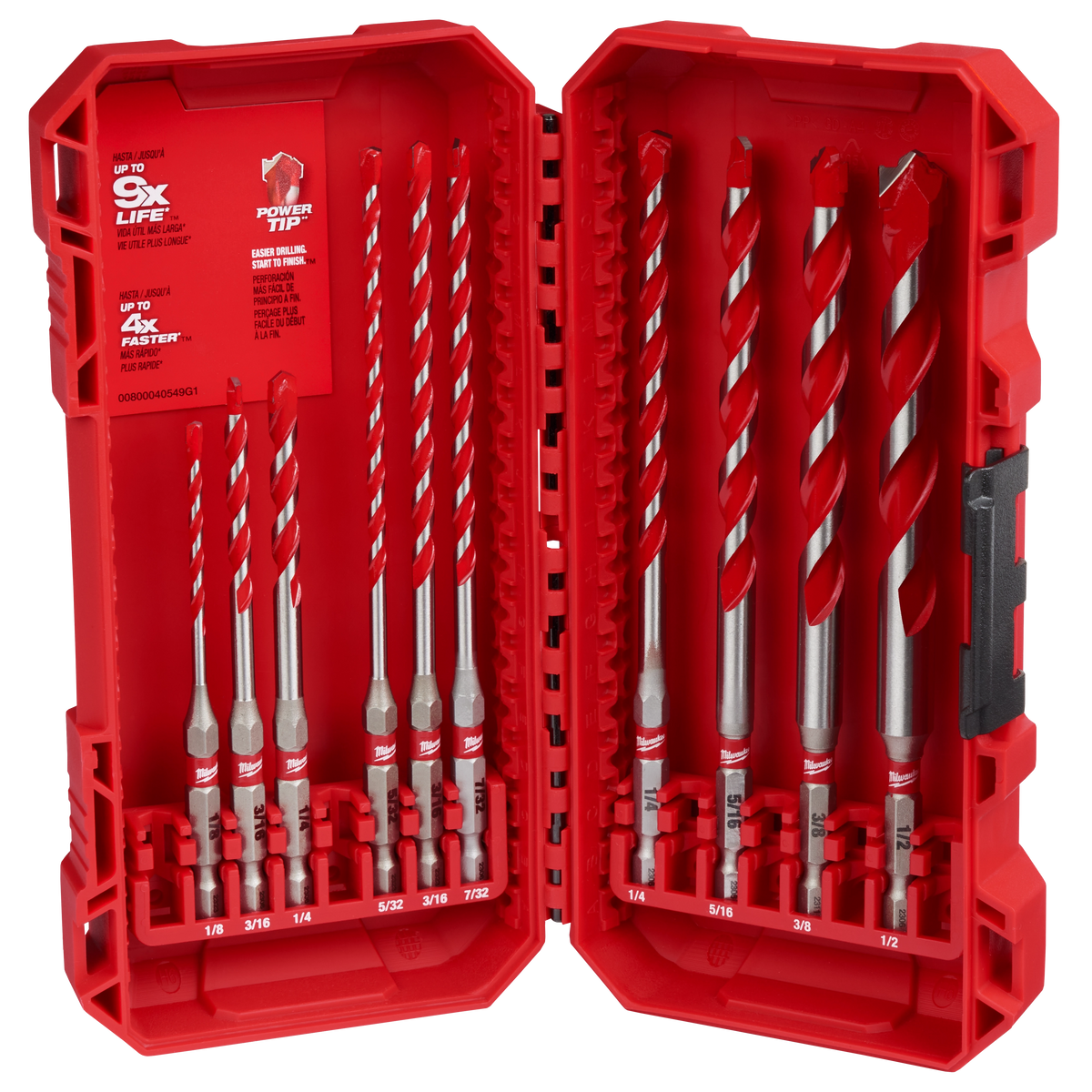 Milwaukee 48-20-9058 10 PC SHOCKWAVE Impact Duty Carbide Hammer Drill Bit Set