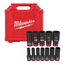 Milwaukee 49-66-7011 12PC SHOCKWAVE Impact Duty 1/2" Drive SAE Deep 6 Point Socket Set