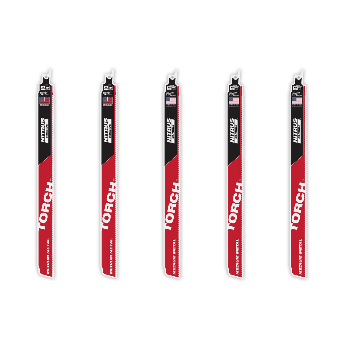 Milwaukee 48-00-6553 12" 10 TPI TORCH with NITRUS Carbide Teeth SAWZALL Blade for Conduit and Strut (5 PK)