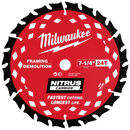Milwaukee 48-40-0753 7-1/4” 24T NITRUS Carbide Framing & Demolition Circular Saw Blade – 3 PK