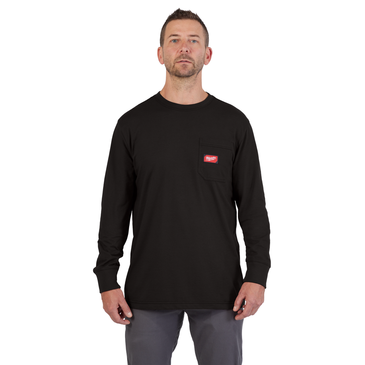 Milwaukee 606B-M GRIDIRON Pocket T-Shirt | Long Sleeve, Black, Medium