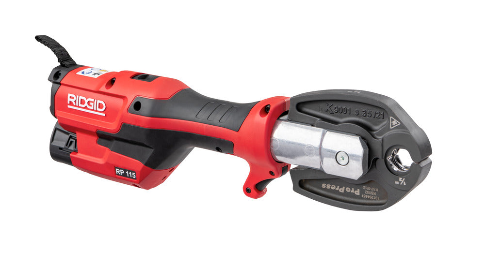 RIDGID 72558 RP 115 Press Tool Kit with ProPress and PureFlow Jaws (1/2" - 3/4"), 12V