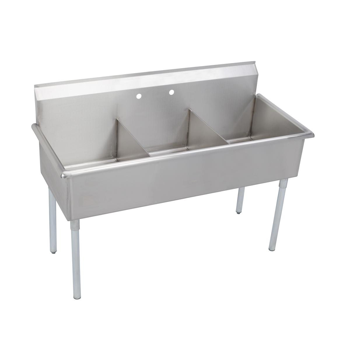 Elkay Dependabilt Stainless Steel 57" x 24-1/2" x 42" 18 Gauge Three Compartment Budget Sink with Stainless Steel Legs B3C18X21X