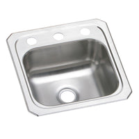 Elkay Celebrity Stainless Steel 15" x 15" x 6-1/8", 3-Hole Single Bowl Drop-in Bar Sink BCR153