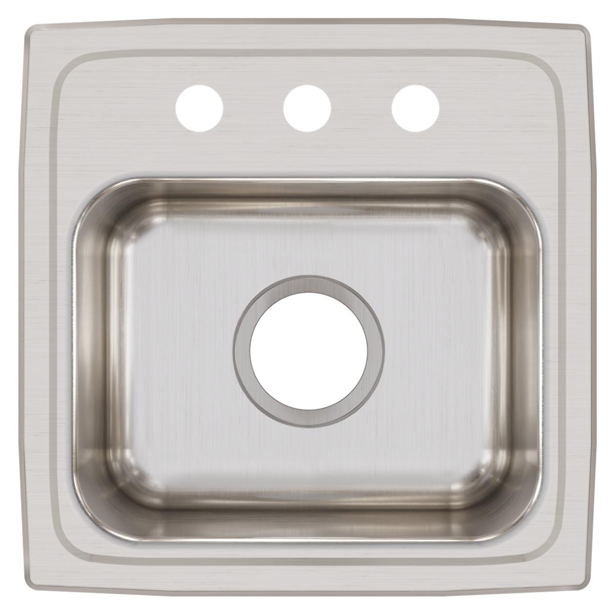 Elkay Lustertone Classic Stainless Steel 15" x 15" x 7-1/8", 3-Hole Single Bowl Drop-in Bar Sink with 3-1/2" Drain BLR15163