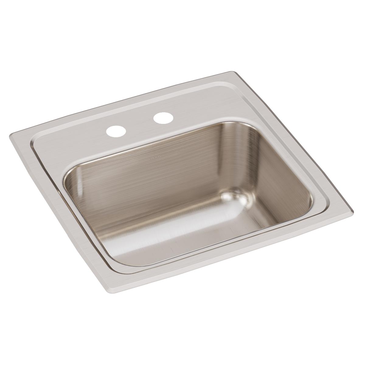 Elkay Lustertone Classic Stainless Steel 15" x 15" x 7-1/8", 2-Hole Single Bowl Drop-in Bar Sink with 2" Drain BLR152