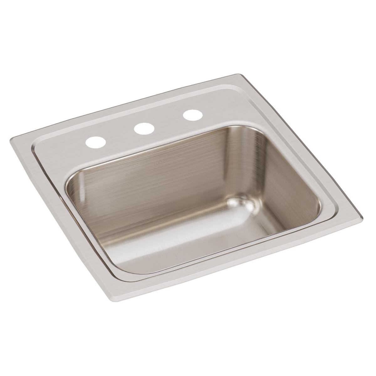 Elkay Lustertone Classic Stainless Steel 15" x 15" x 7-1/8", 3-Hole Single Bowl Drop-in Bar Sink with 2" Drain BLR153