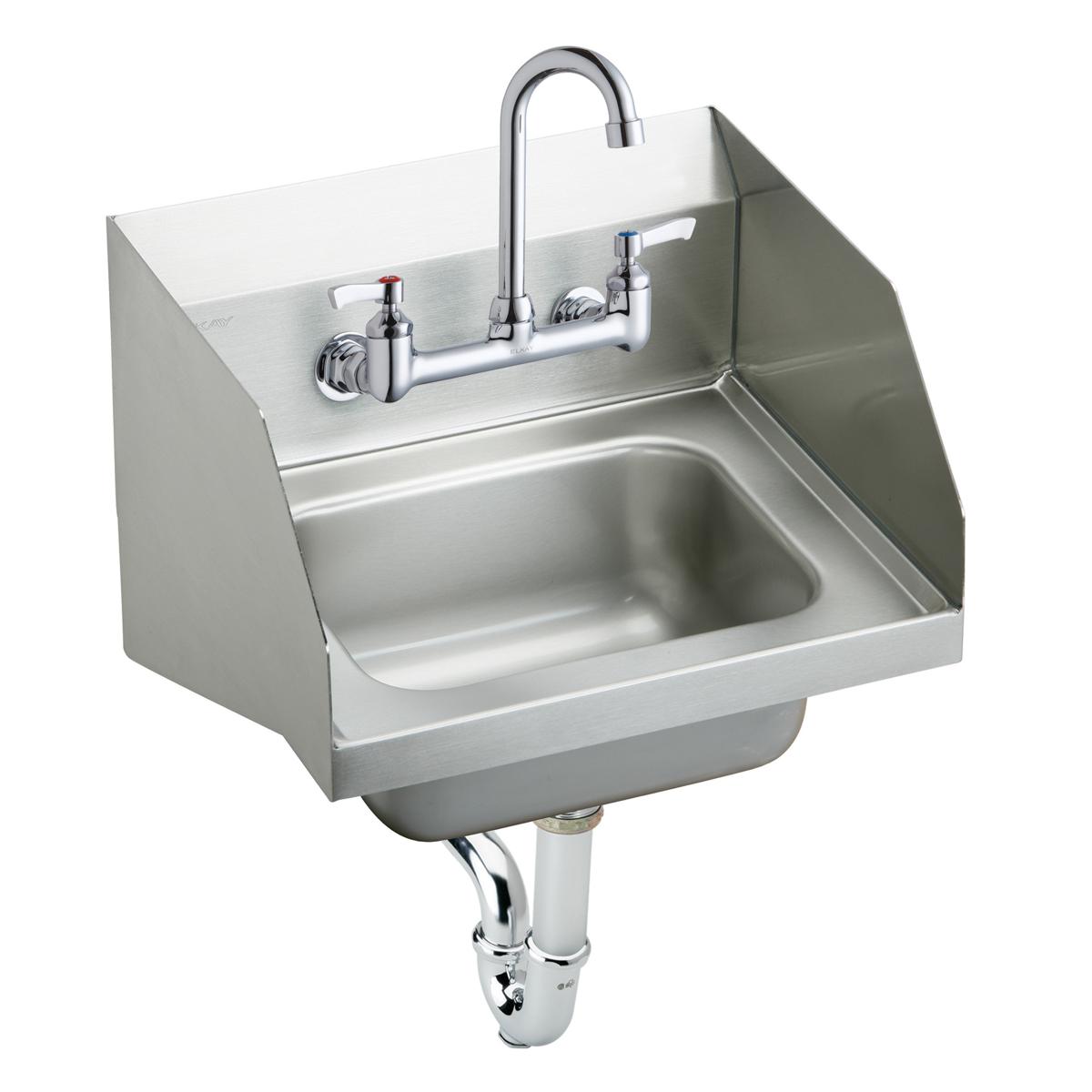 Elkay Stainless Steel 16-3/4" x 15-1/2" x 13", Single Bowl Wall Hung Handwash Sink Kit CHS1716LRSC