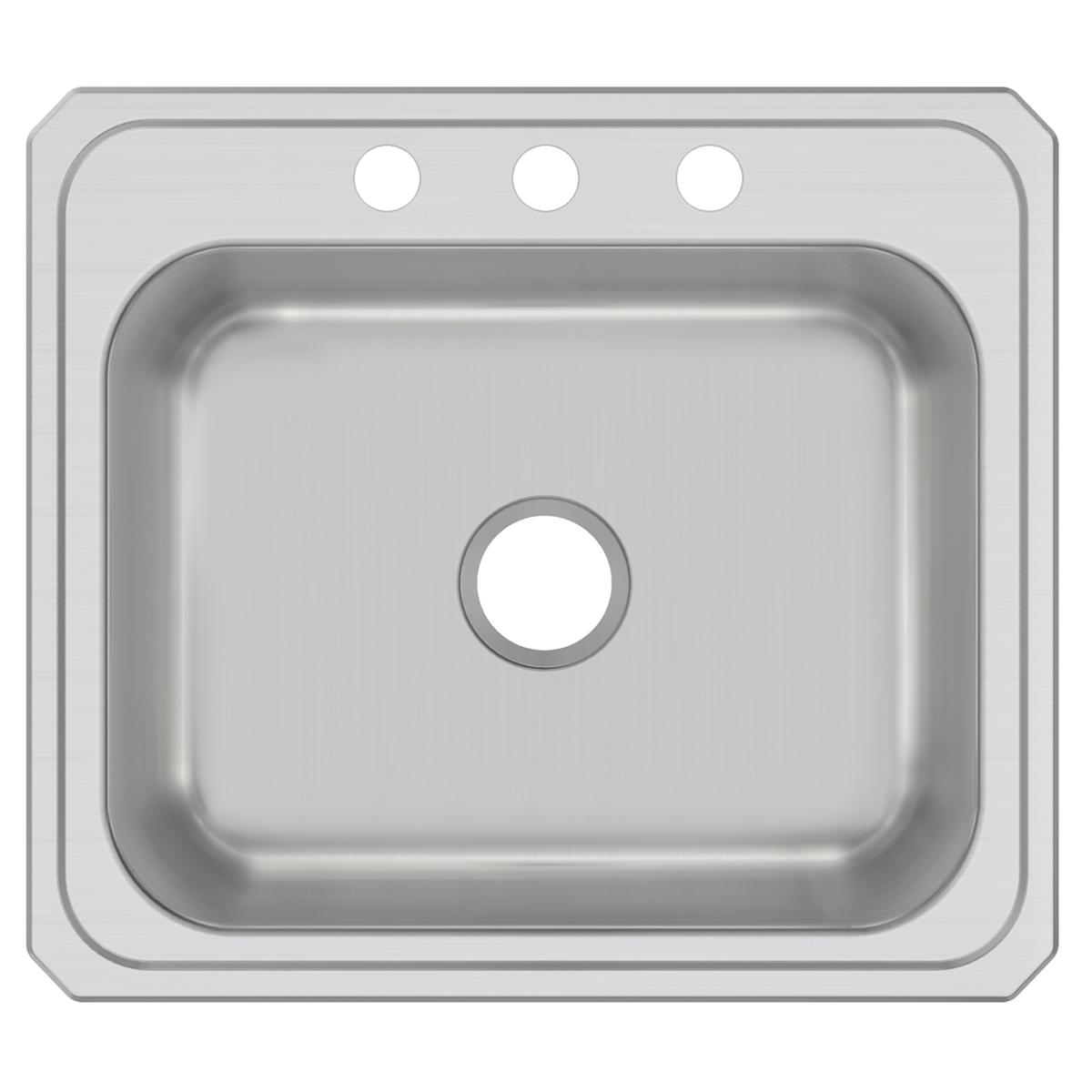 Elkay Celebrity Stainless Steel 25" x 22" x 7", 3-Hole Single Bowl Drop-in Sink CR25223