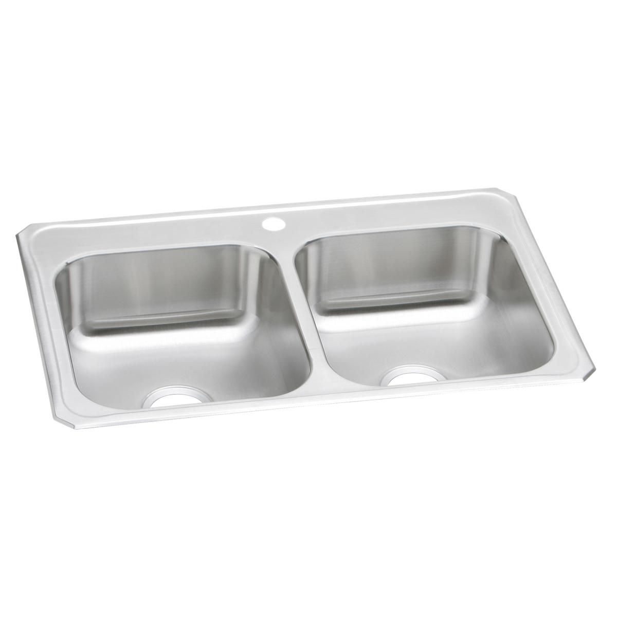 Elkay Celebrity Stainless Steel 33" x 22" x 7", 1-Hole Equal Double Bowl Drop-in Sink CR33221